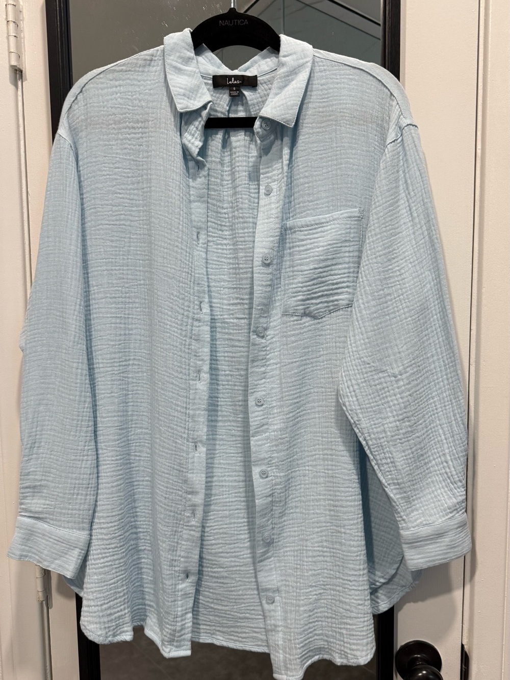 Lulu's Pale Blue Gauze Button-Front Shirt